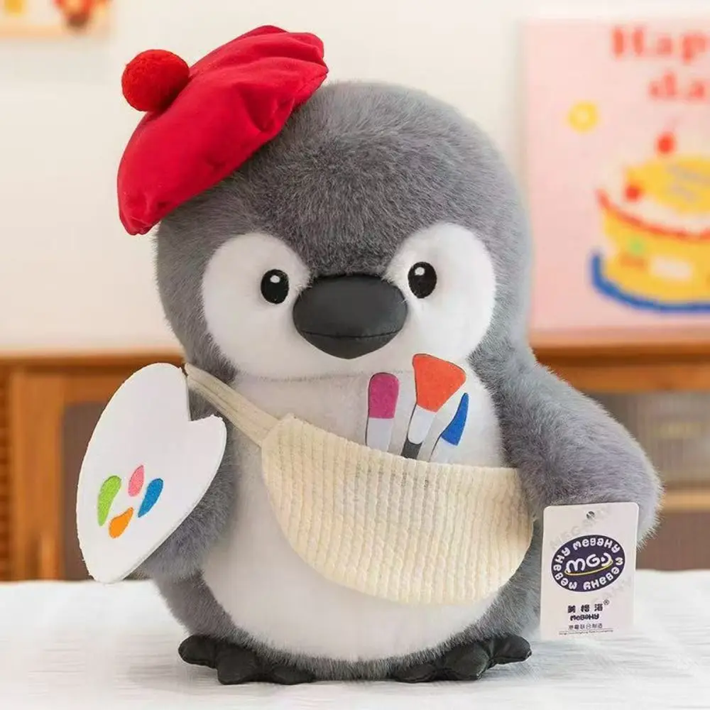 Kawaii Flauschiger Pinguin Umarmung Fisch Interaktive handgemachte Chef Pinguin Cartoon Collection Pinguin Maler Gefüllte Partyzubehör