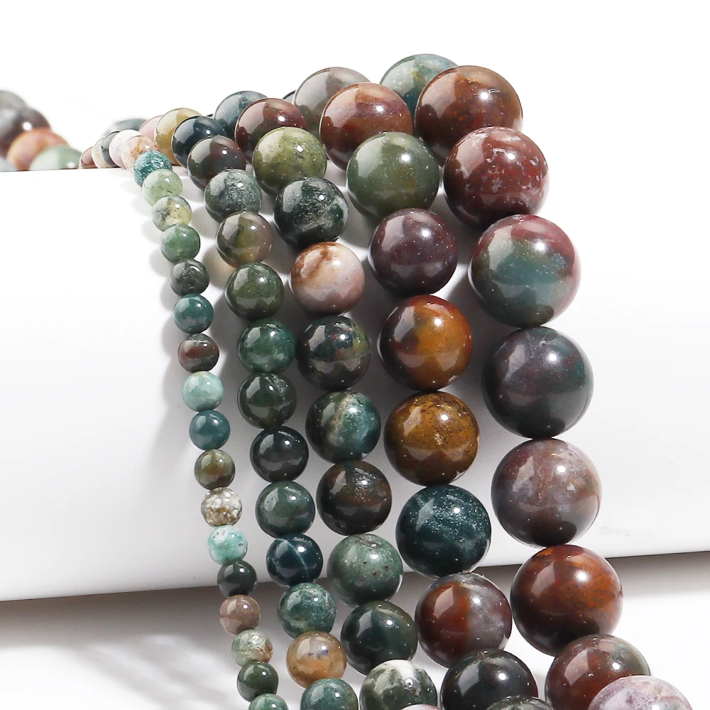 1strand 4/6/8/10/12mm Indian Agate Round Natural Stone Beads Loose Spacer Bead For Jewelry Making DIY Necklace Bracelet