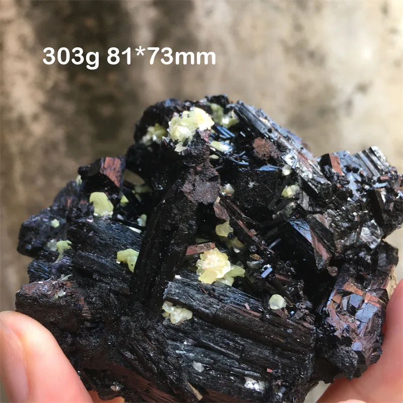 303g Namibia Natural Black Tourmaline With Mica Symbiosis Mineral Specimen Healing Crystal Energy Stones Home Decor Collection