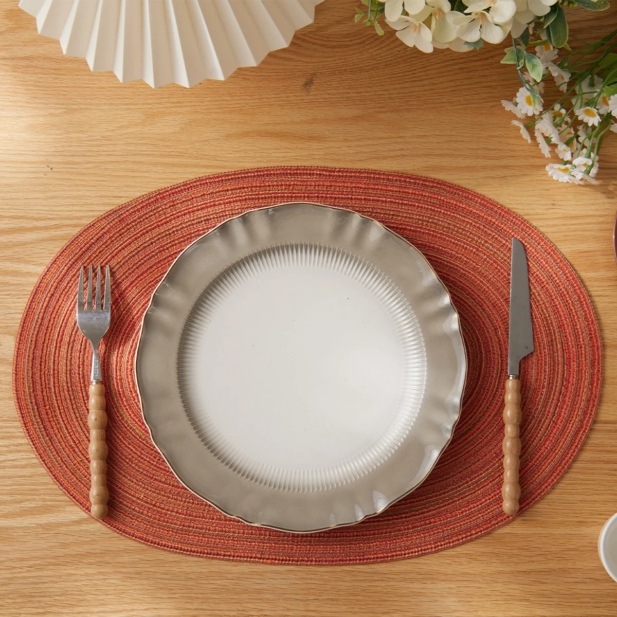 Orange ovale Tischsets, 4er-Set, hitzebeständige Unterlage, Tischsets, waschbare Tischsets für Küche, Esstisch, rutschfeste Tischsets