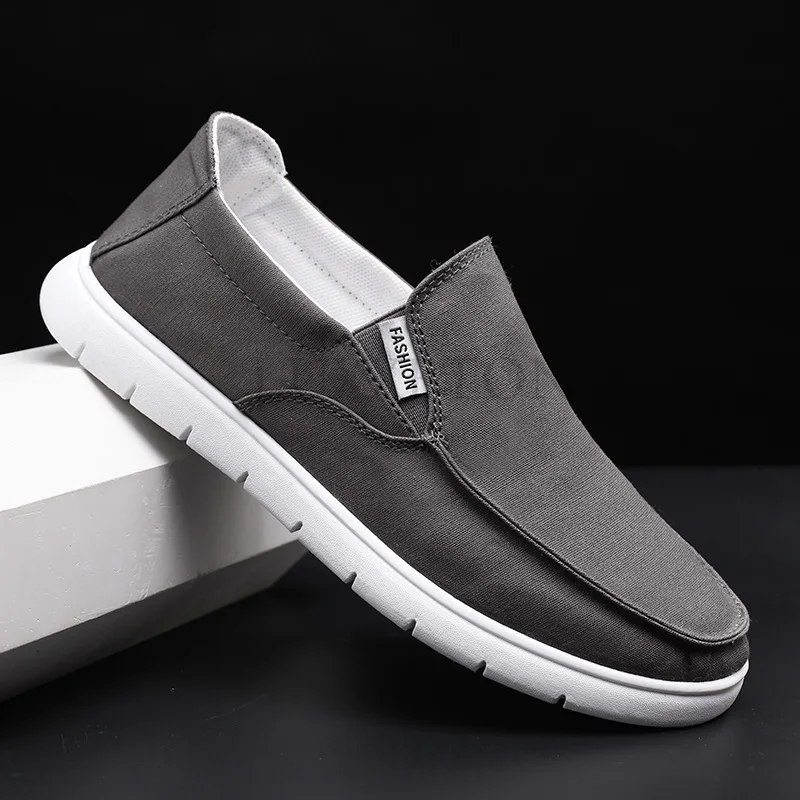 Fashion Slip-on Men\'s Canvas Shoes Breathable Lightweight Comfortable Men Shoes Summer Men\'s Casual Shoes Lazy Flat Shoes