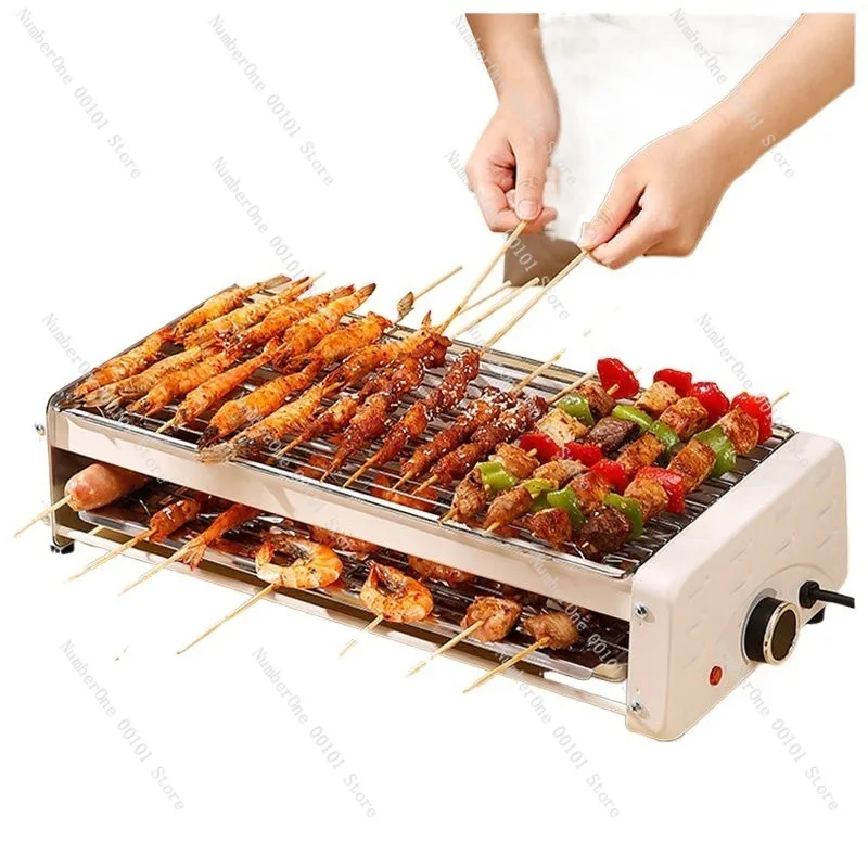 Electric barbecue grill, smokeless indoor grill, multi-function electric roasting pan, kebab maker, household cooking appliance