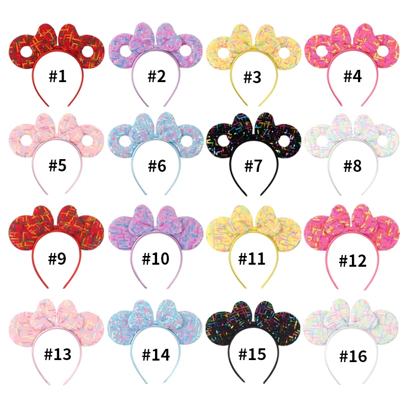 New Classical Disney Sweet Donut Mouse Ears Headwear Sequins 5"Bow Hairband Girls Featival Party Women DIY Hair Accessories view 6