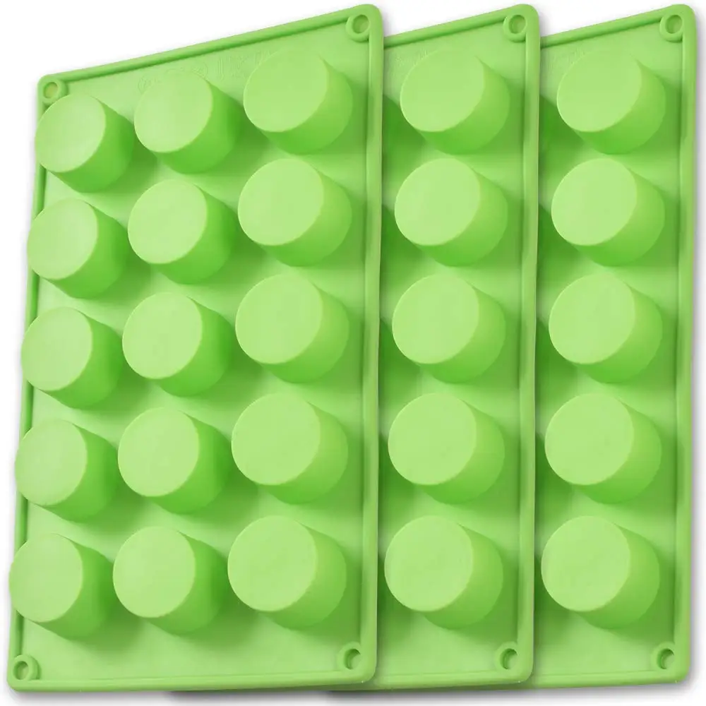 

Cylinder Silicone Mold, 3 Packs 15-Cavity Round Cylinder Mold for Cupcake, Handmade Soap, Muffin, Cake, Cheesecake, Brownie,
