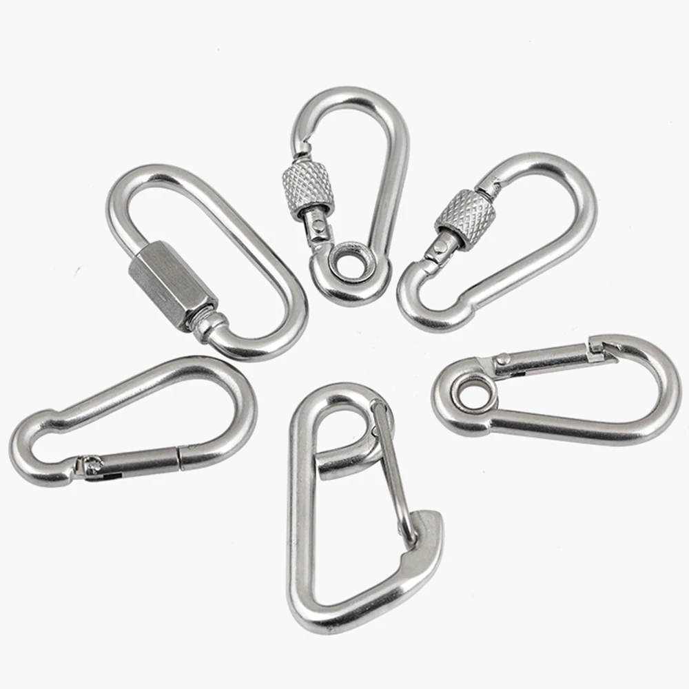 1-10Pcs M4 M5 M6 M8 M10 M12 M14 Galvanized Spring Snap Carabiner Quick Link Lock Ring Hook snap shackle Chain Fastener Hook