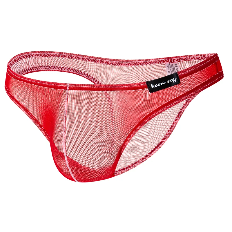 Ropa interior de malla transparente para hombre, Mini bragas finas, Tanga transpirable, calzoncillos de cintura baja, Tanga convexo en U