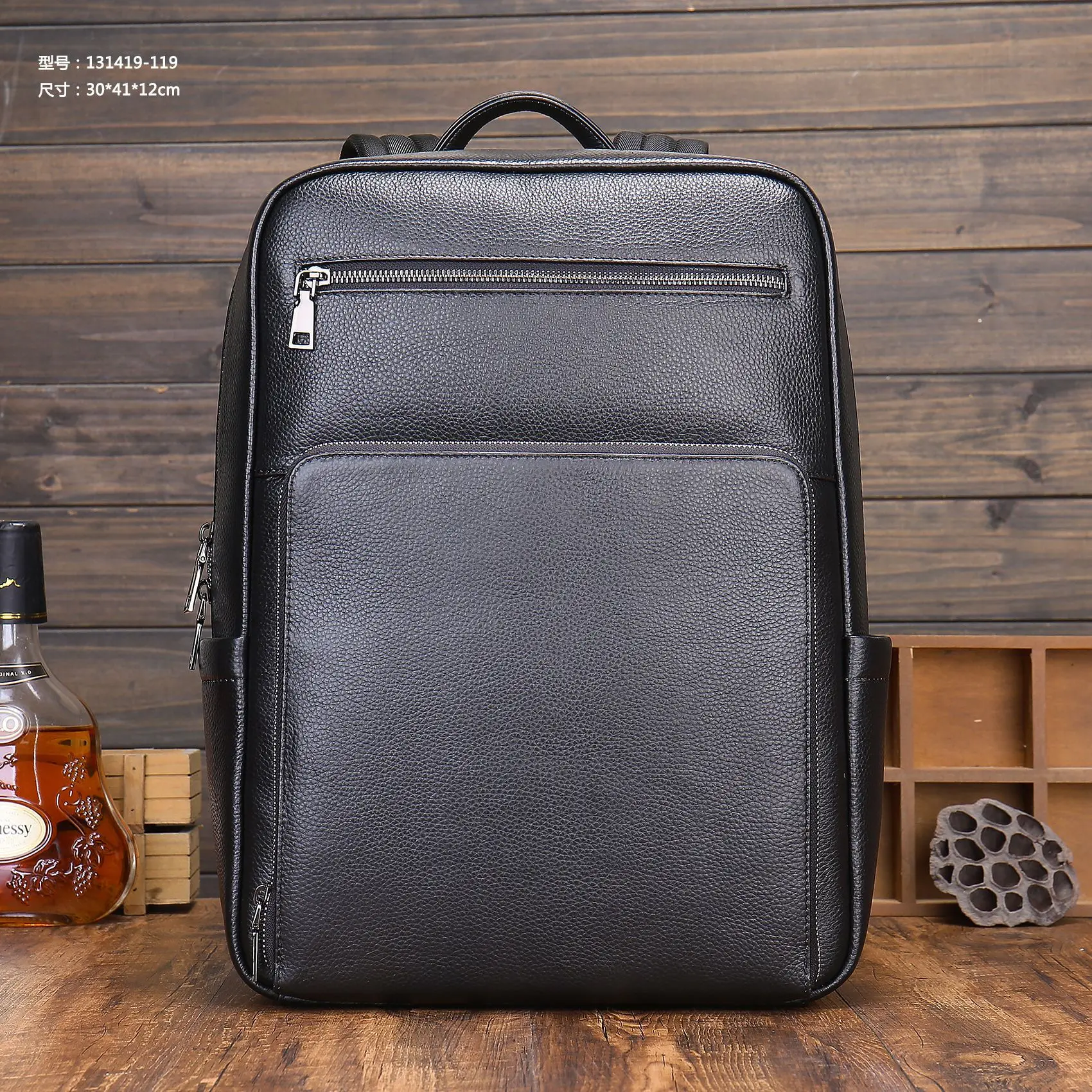 【BIG size】3way bag／black leather 2026 Classic 100% Cow Leather Men's Backpack Black 15.6inch Laptop