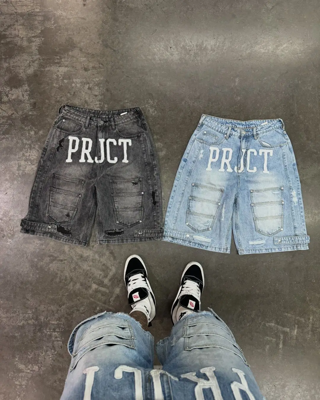 Hip Hop Punk New Patchwork Hole Letter Pattern Denim Shorts Retro Harajuku Super Multi Pocket Gym Shorts Mens Womens Streetwear