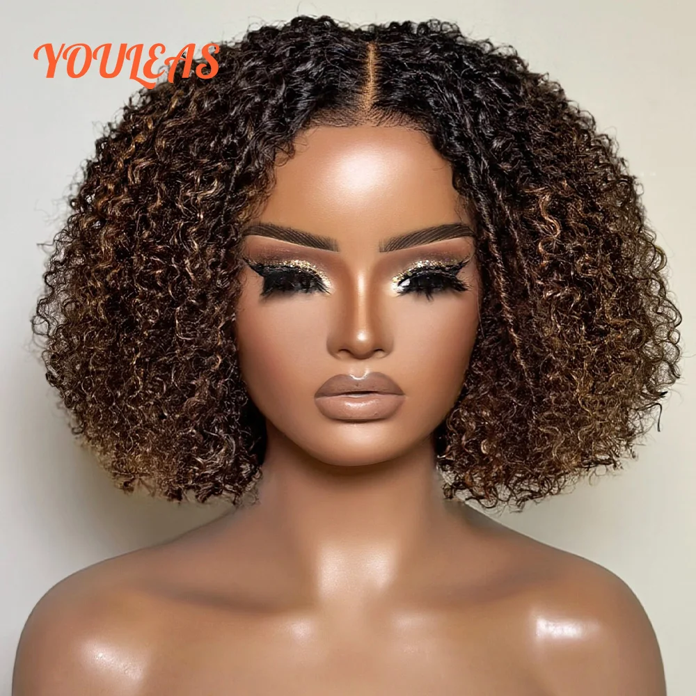 

Ombre Color Curly Bob Wig 13x4 Transparent Lace Front Wig 5x5 Short Lace Closure Glueless Wig Human Hair Ready To Wear
