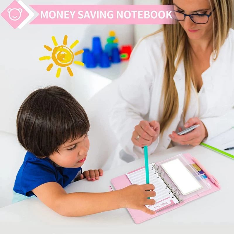 2X бюджетная папка формата А6 с конвертами на молнии, органайзер для планирования бюджета, органайзер для экономии денег, конверты для наличных для составления бюджета, розовый