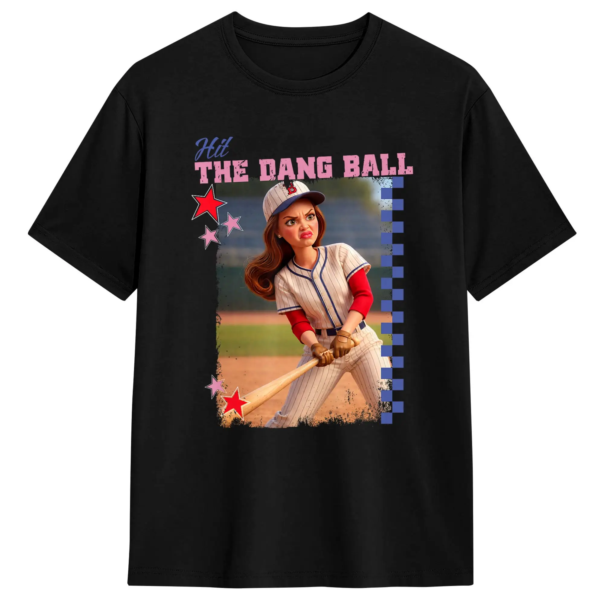 Men Hit The Dang Ball Funny Baseball Mom Softball Doll Face Meme T Shirt Cotton Tops Vintage Short Sleeve Tees Summer T-Shirt
