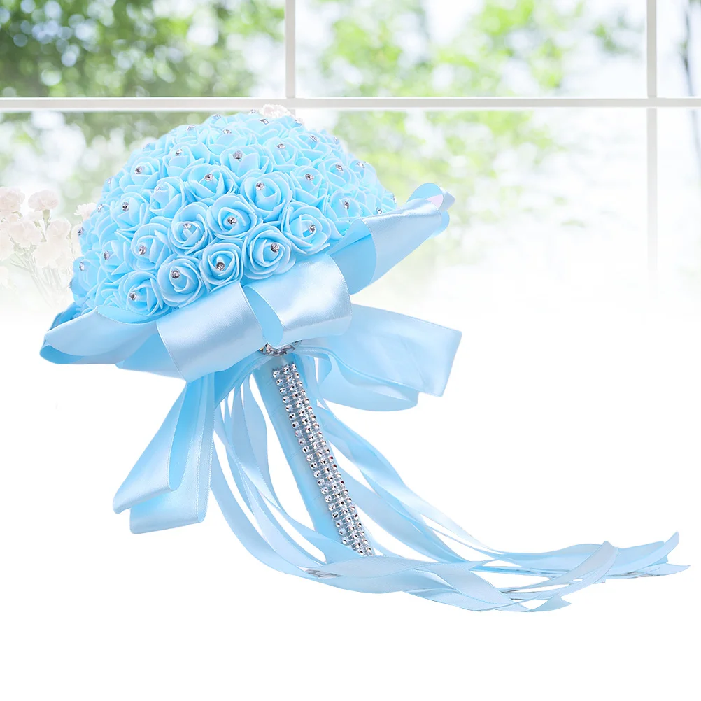 

Wedding Bouquets Centerpieces Holding Flowers Bridal Hand Fake Artificial Rose Bridesmaid Roses