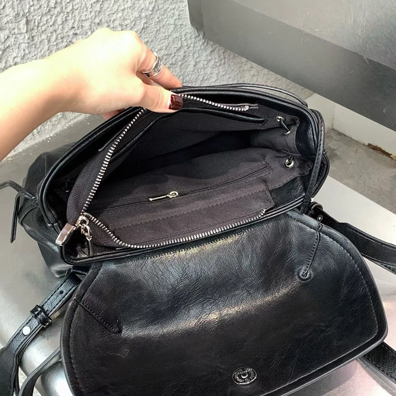 England Style Vintage Backpacks For Women Luxury Designer Handbags Purses 2026 New In PU Oil-Waxed Top Handle Flip Shoulder Bag
