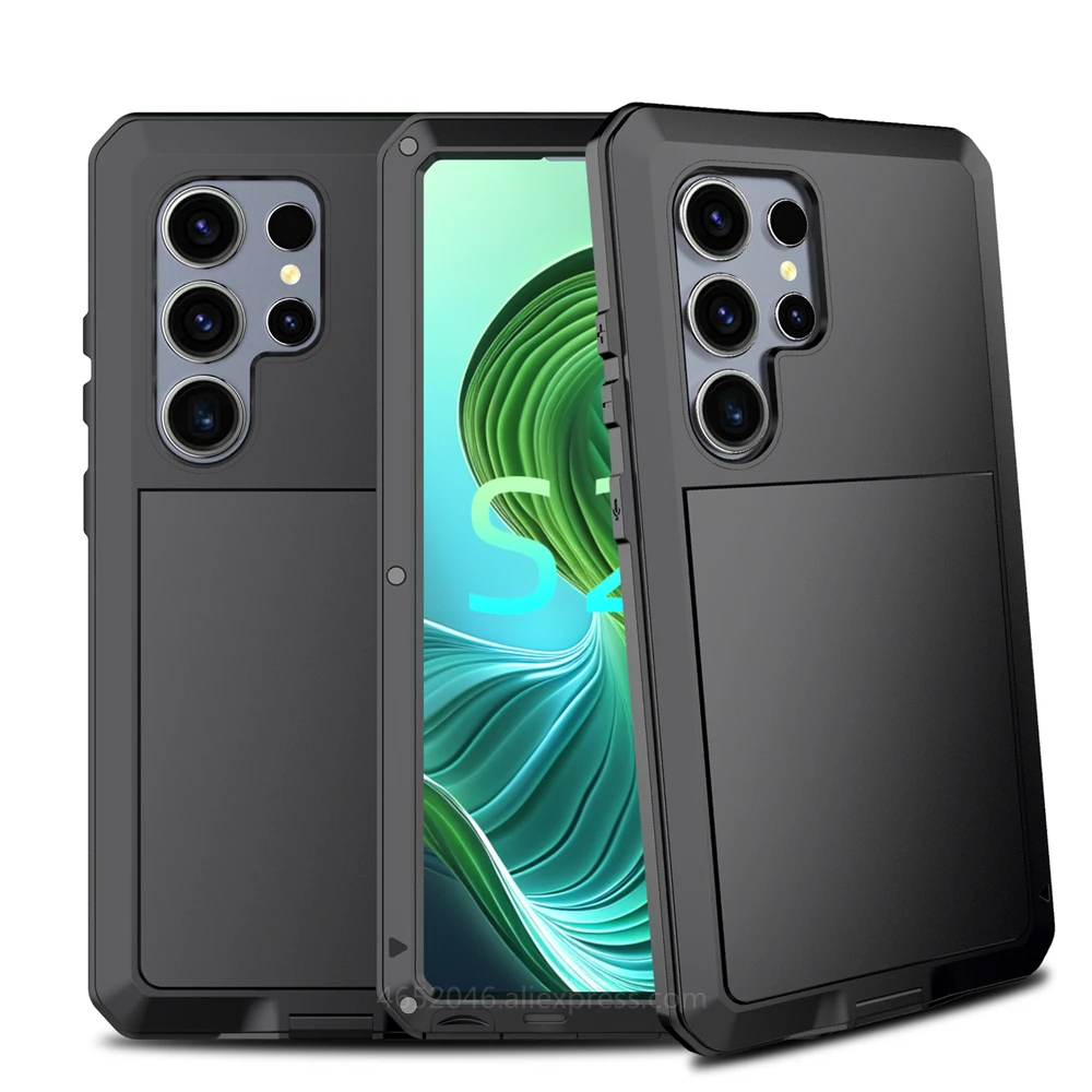 

Металлический чехол для Samsung Galaxy S25 Ultra S24 S23 S22 S21 S20 S10 Plus Note 10 Plus Note 20, сверхпрочный противоударный бронированный чехол