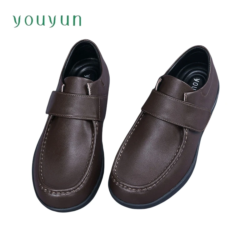 Two layer cowhide mom shoes with soft soles comfortable single shoes autumn style, breathable middle-aged elderly leather shoes