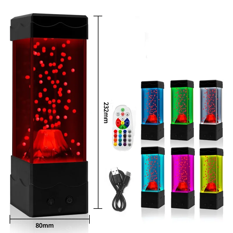 Luz LED de Lava Volcano para decoración del hogar, luz nocturna, juguetes creativos para niños, lámpara de decoración de escritorio para niños y