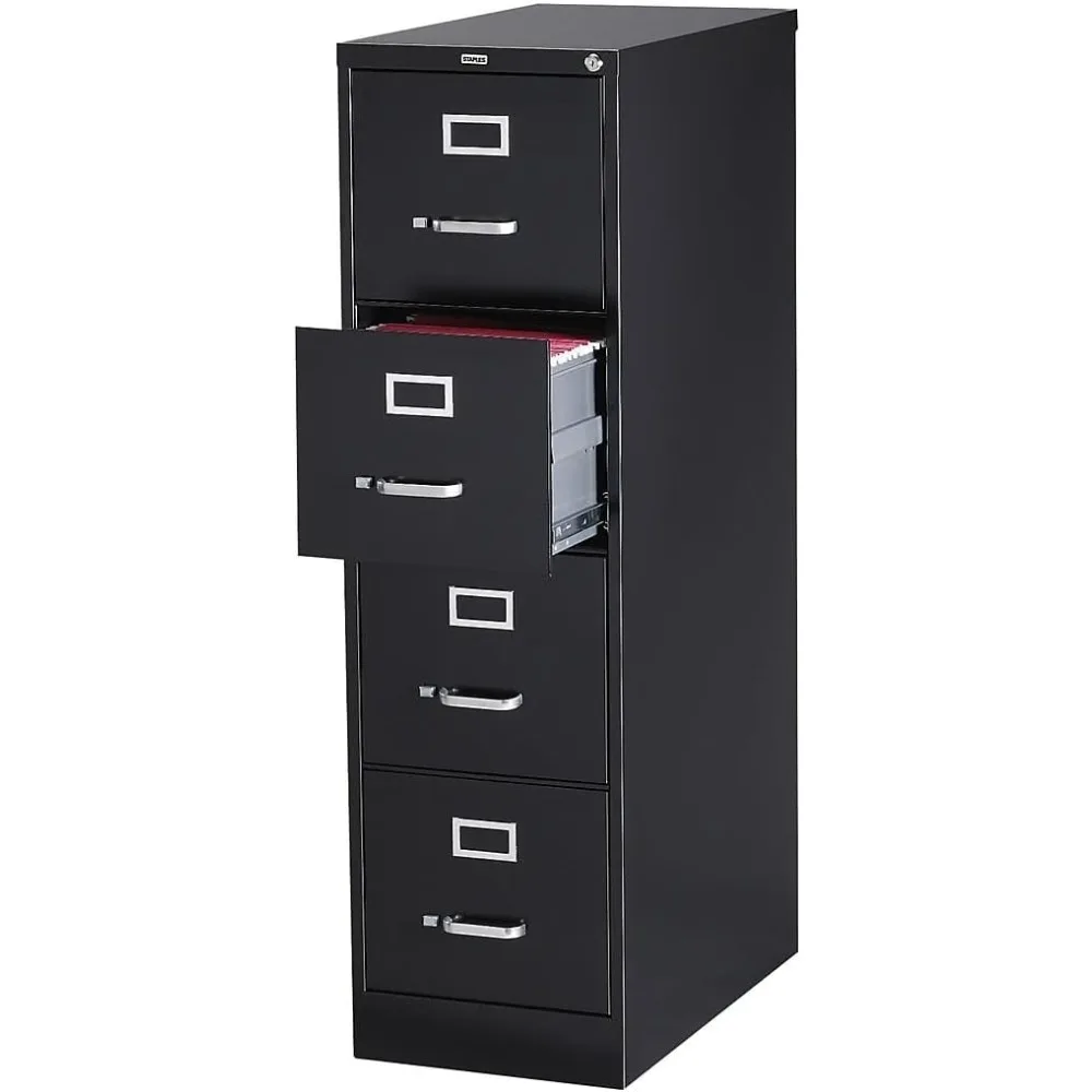 4-Drawer Vertical File Cabinet Locking Letter Black 25-Inch D (25164D)