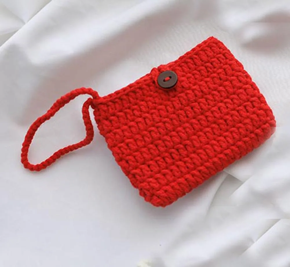 BOMHCS Dompet lengan pelindung kartu kredit ID Crochet dompet perubahan koin Mini