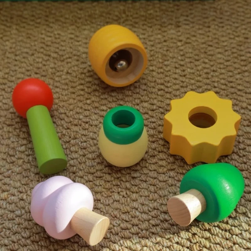 나무 몬테소리 블록 장난감 세트 안전한 아기 유아 교육용 블록 퍼즐 감각 장난감 큰 블록 쉽게 잡을 수 있음