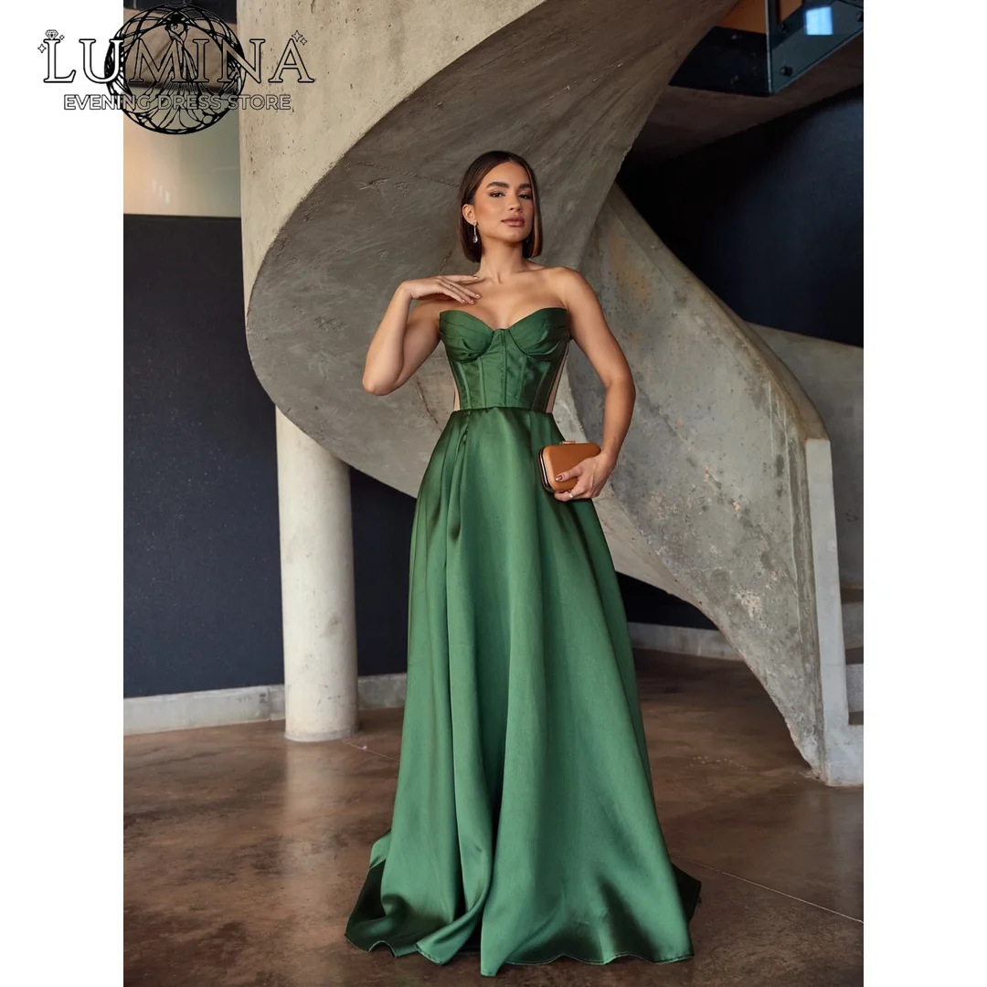 

Lumina Evening Dresses 2026 Luxury Elegant Party Dresses 2026 Line A Saudi Women's Evening Dress Custom Made Tube Top Satin Prom