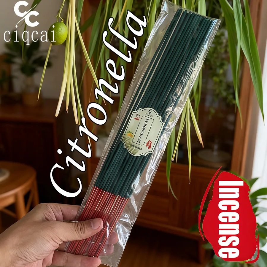 Bastões de incenso feitos à mão grossos premium de capim-limão, 32. Varas de incenso de citrela de 5 cm de comprimento, feitas inteiras à mão com pó de capim-limão, fragrância natural, aroma de longa duração, refrescante e revigorante, repelentes mosquito
