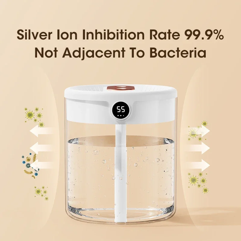 2L Air Humidifier ความจุขนาดใหญ่พร้อมจอแสดงผล LCD ความชื้น Night Light หัวฉีดคู่ AROMA Essential Oil Diffuser สําหรับโฮมออฟฟิศ