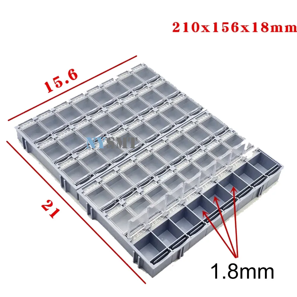 SMD Container SMT IC Electronic Component 210x156x18mm 48pcs Mini Storage Kit DIY Small Component Jewelry Tool Box