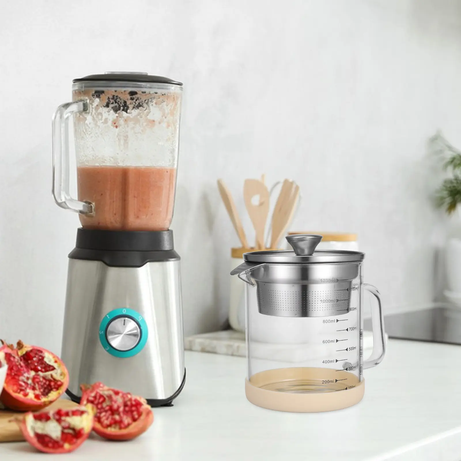 

Fat Separator Kitchen Grease Strainer Container Transparent Oil Pot Removable Filter for Cooking Oil Soy Milk Juice Yogurt