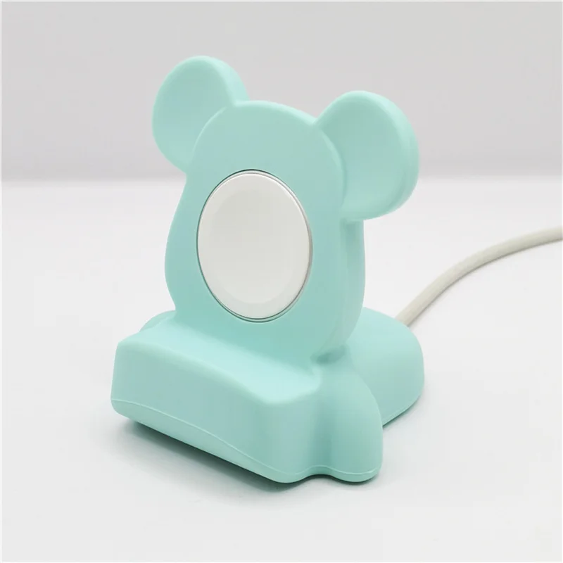 New Silicone Charger Stand For Apple Watch Serie 7 6 5 4 3 2 SE For Iwatch Cartoon Cute Bear Charging Desktop Holder Accessories