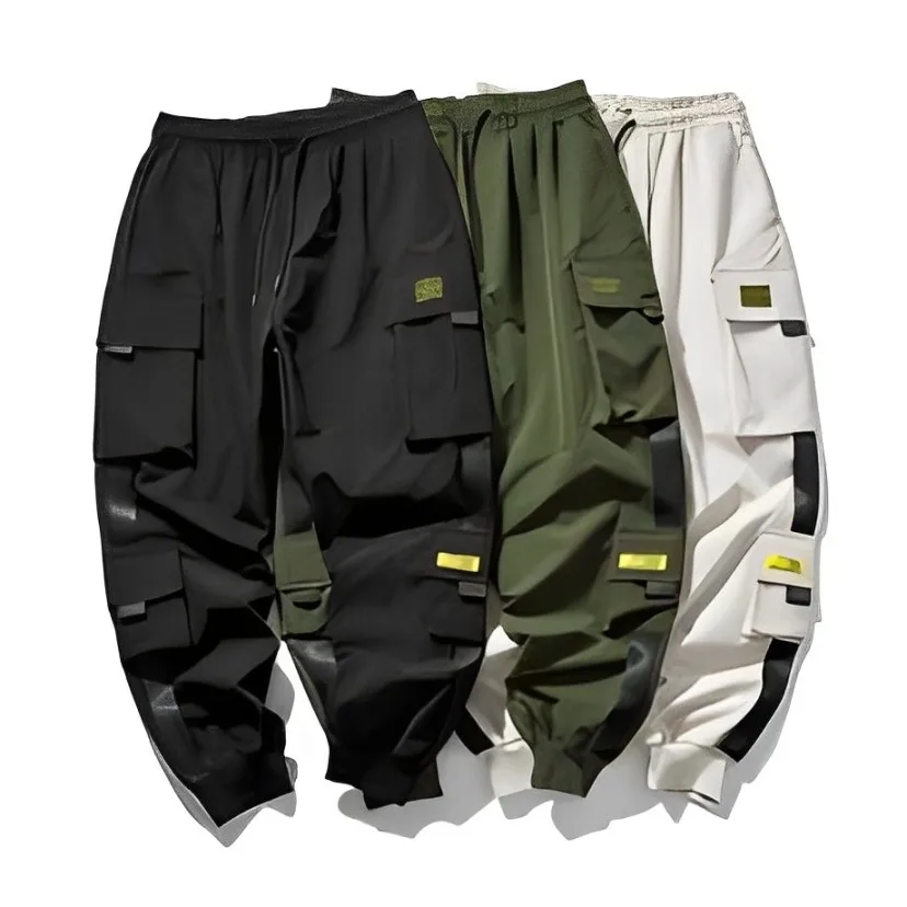 

Autumn Men’s Joggers Cargo Pants Men Casual Multi--Pocket Male Trousers Loose Fit Drawstring pants Streetwear Loose Baggy Pants