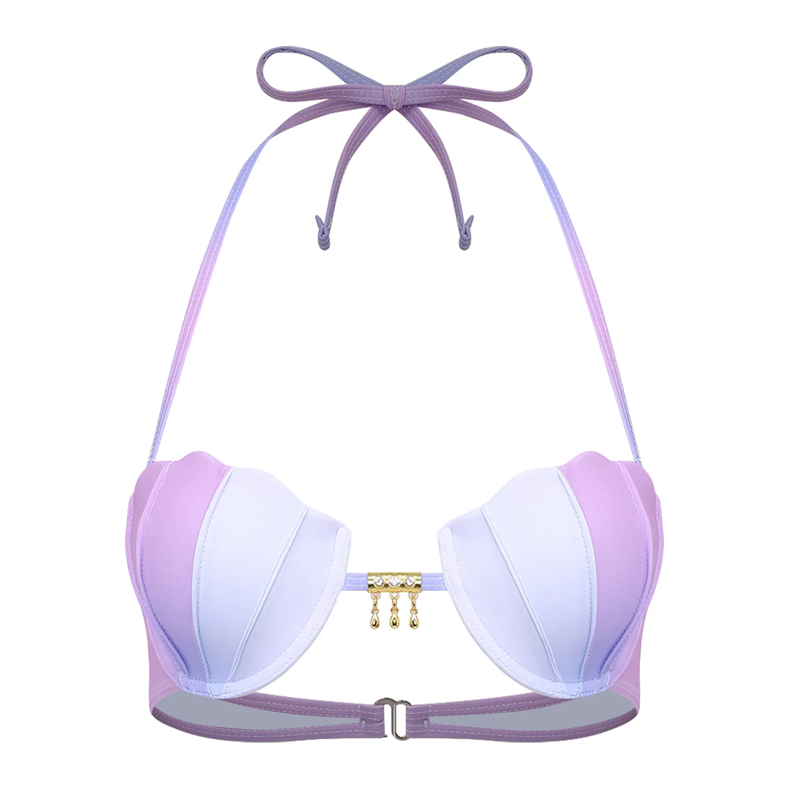 Women Shell Shape Cup Bikini Bra Swimwear Push-up Underwire Halter Swim Top Beach Pool Sunbathing Bathing Suit Halloween Costume