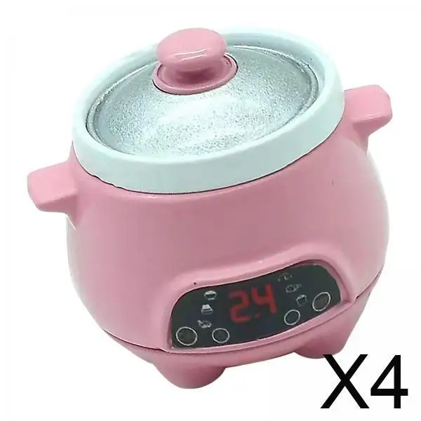 

Miniature Dollhouse Furniture Electric Stew Pot Alloy Kitchen Appliance with Lid for 1 12 Dollhouse