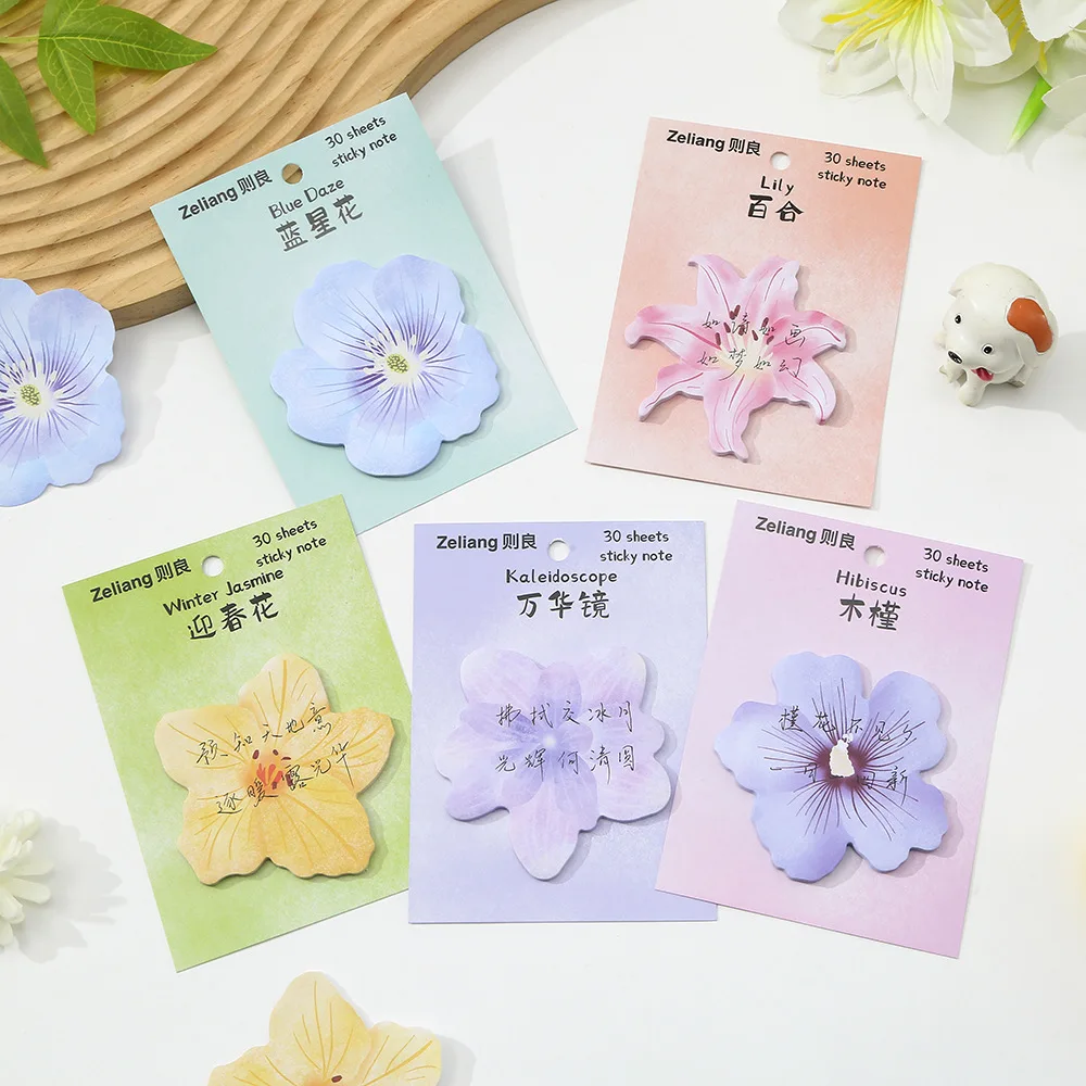 Office School Supplies Blooming Flowers Sticky Notes Cute Little Special Shaped Paper Can Be Pasted Memo Pad Papelería Kawaii