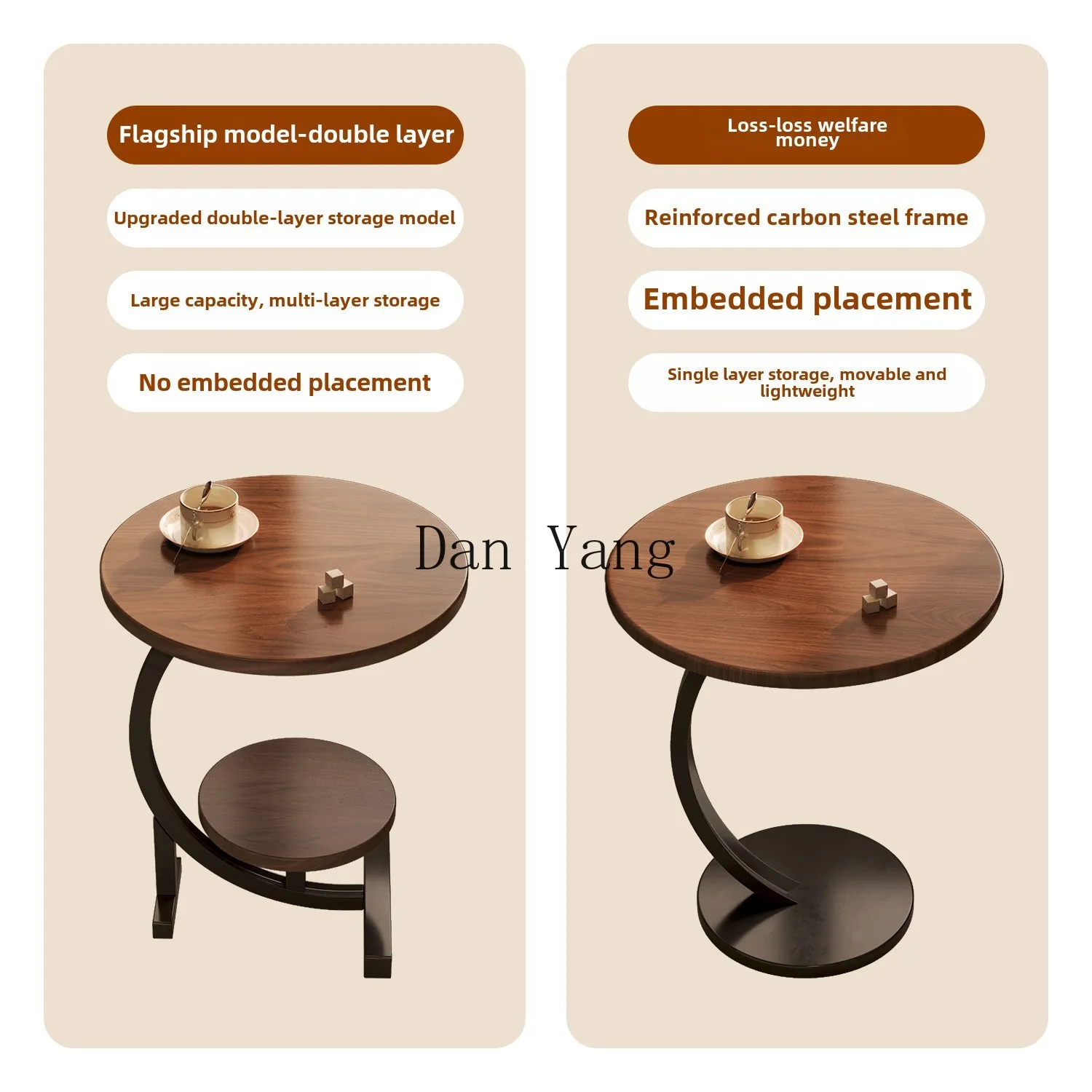 LAB  coffee table sofa side cabinet Internet celebrity mini round table living room corner table rental house