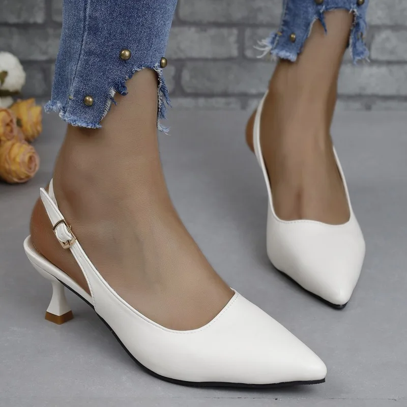 Low Heel Casual Modern Sandals Buckle Strap Fashion 2024 Hot Sale Ladies Shoes Solid Shallow Thin Heels Women's Sandals