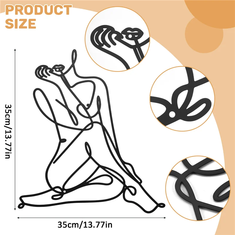 Minimalist Female Body Wire Art Decor Abstract Metal Woman Shape Wall Decor Wall Art Decor Metal Female Wall Decor