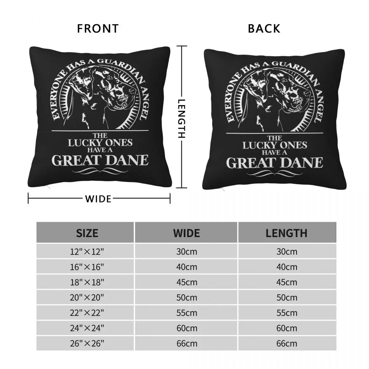 Great Dane Guardian Angel Dog Saying Square Pillowcase Pillow Cover Cushion Zip Decorative Comfort Throw Pillow for Home Sofa