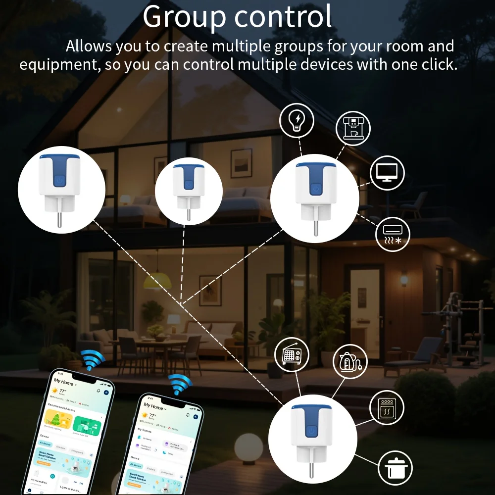 Sixwgh Tuya WiFi مقبس ذكي (16A/20A EU) جهاز تحكم عن بعد متنقل + مفتاح مؤقت يدعم إحصاءات البطارية ومساعد الصوت #5