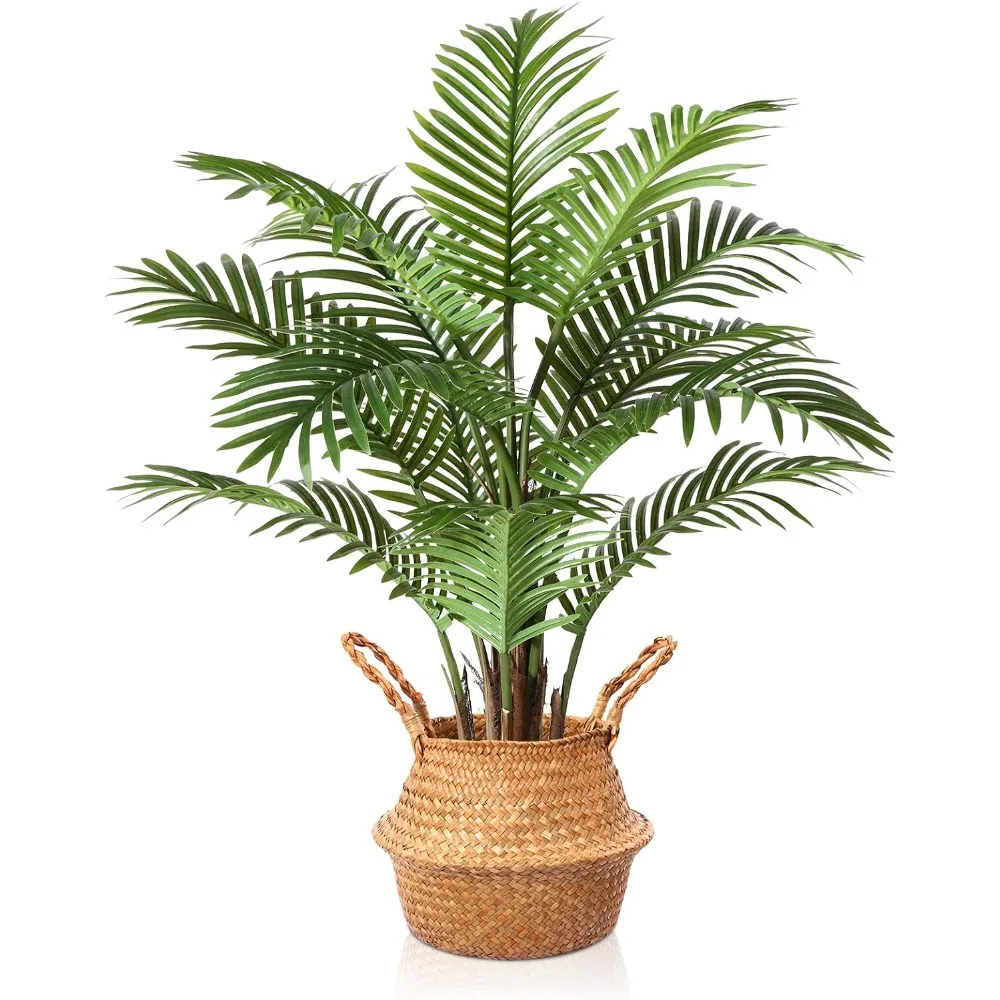 MOSADE Artificial Palm Tree 37”Fake Potted Areca Palm Plant with Handmade Seagrass Basket, Perfect Faux Tree Home Décor for