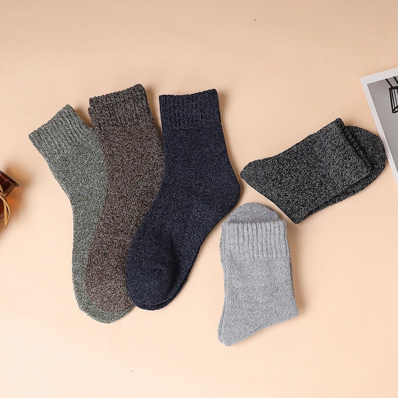 1pair Winter Warm Merino Wool Male Men Socks Women Socks Super Thicker Solid Socks Merino Wool Rabbit Socks Against Cold Snow