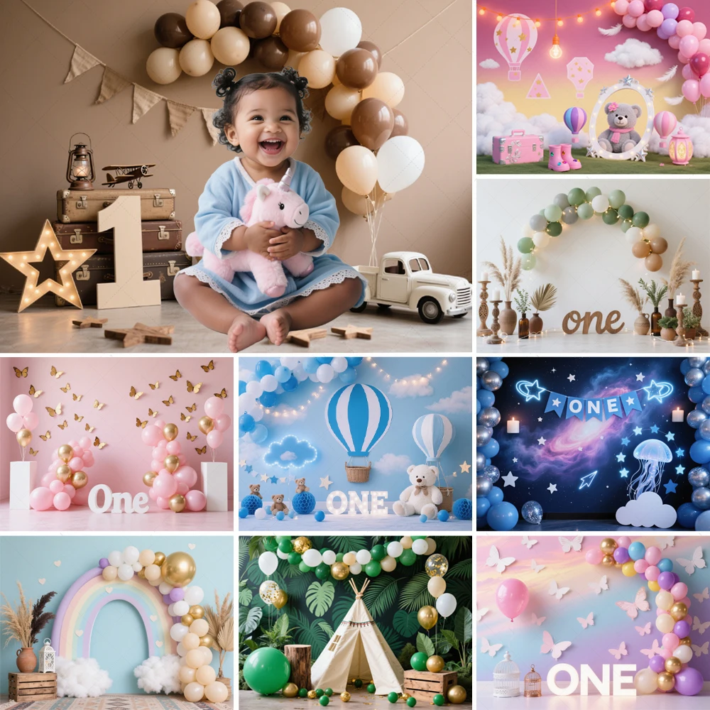 

Bbay 1st Photography Background Sweet New Life Balloon Arch Birthday Decor Baby Shower Teddy Bear Background Photo Studio Props