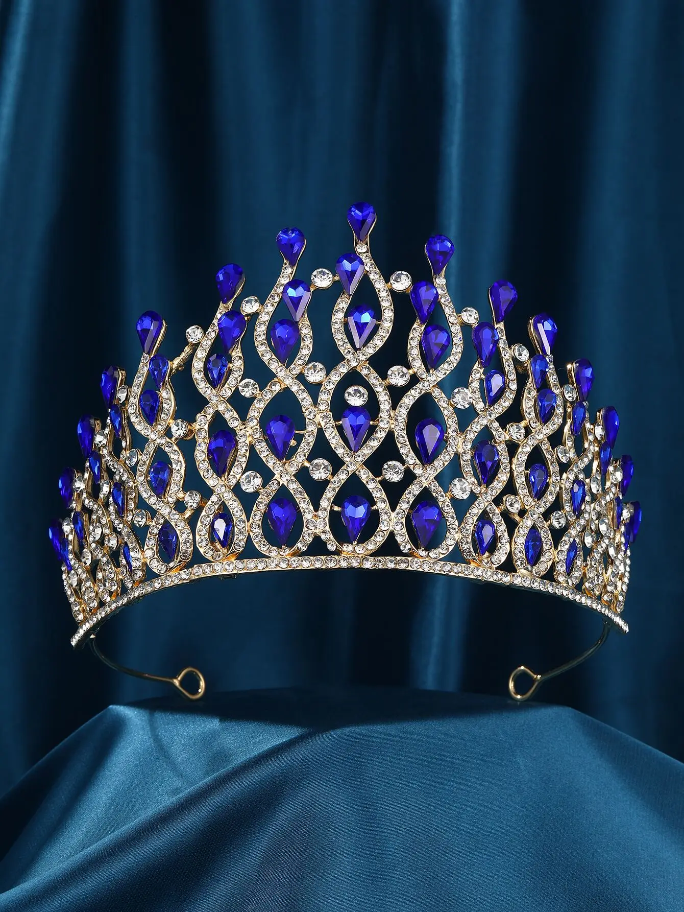 Luxury Bridal Crystal Crown Baroque Mori Rhinestone Tiara Wedding Hair Accessories Queen Headpiece