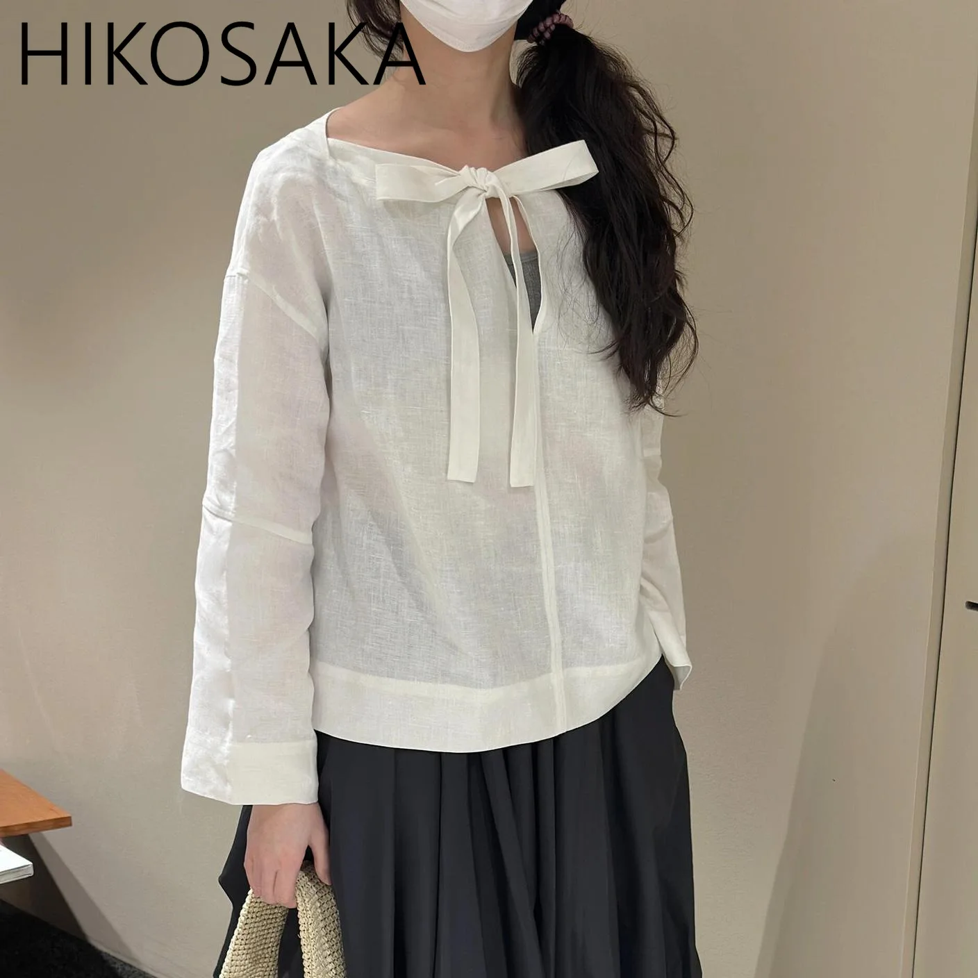 

Bow Lace Up Hollw Out White Shirts Loose Casual Long Sleeve Blouse Top Office Lady All-match Elegant Blusas Spring Summer Ropa