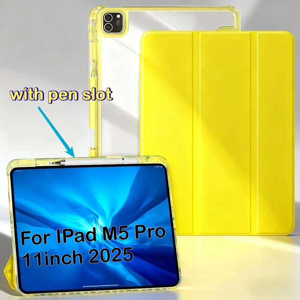 

New Smart Case for IPad Pro M5 11 13" A16 11th Air 7 6 5 4 M3 M2 11 12.9 13 Inch 5 6 10 9 8 7 Th 10.2 9.7" with Pen Holder Cover