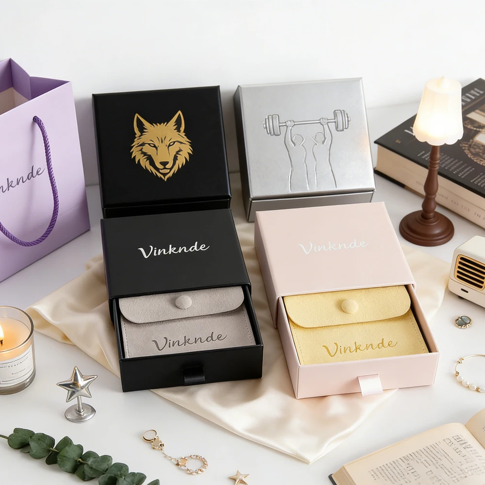 

Custom Logo New High-End Jewelry Box Storage Microfiber Bag for Necklace Earrings Necklaces Bracelets Fashion Style Wedding Gift