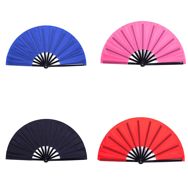 Chinese Plastic Solid Color Kung Fu Fan Large Stage Performance Folding Fan Classical Arts Dance Fan Photo Prop Home Decoration