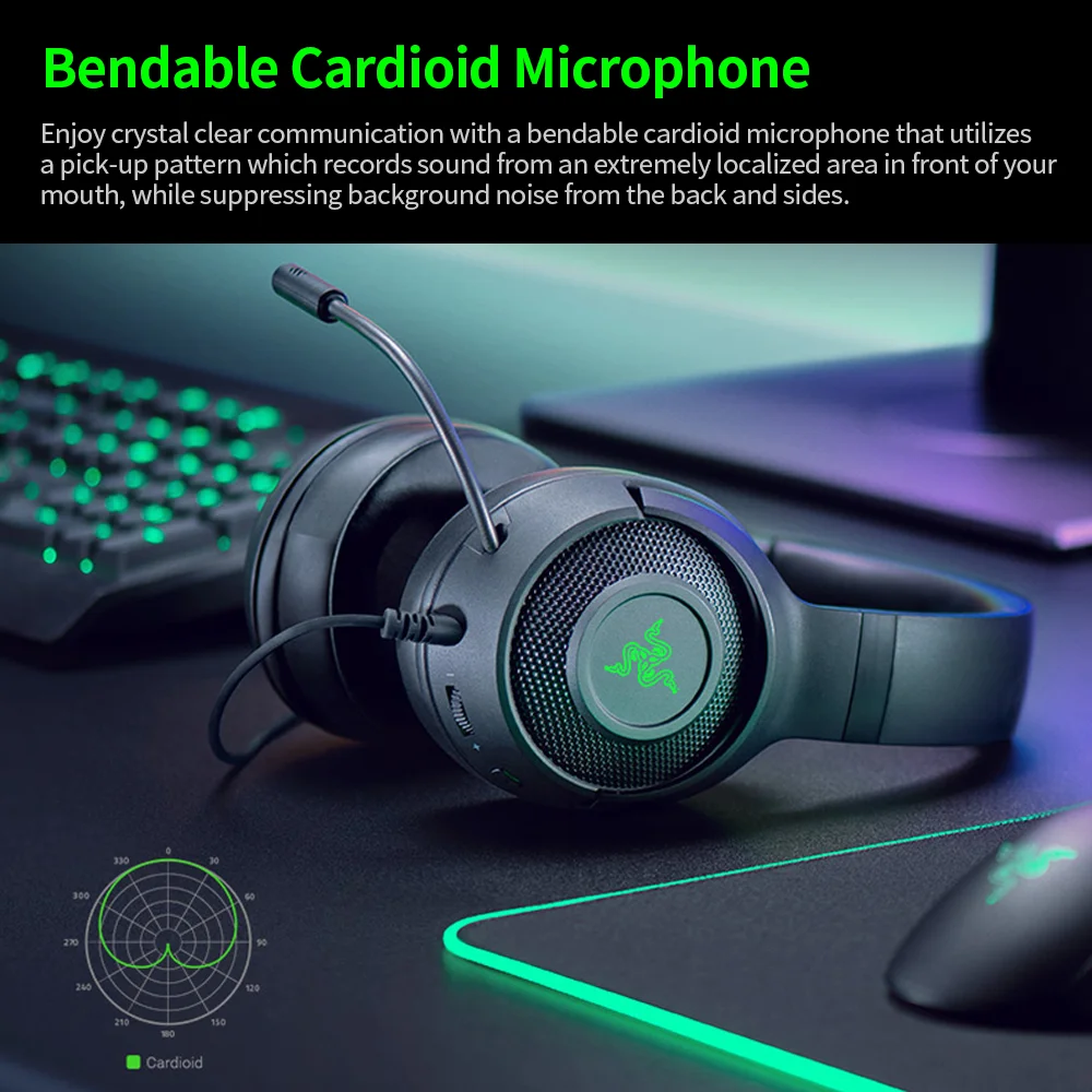 Kraken X 3.5mm Gaming Headset Earphone 7.1 Surround Sound Light Headphone Custom-Tuned 40mm Drivers Gaming Earphone