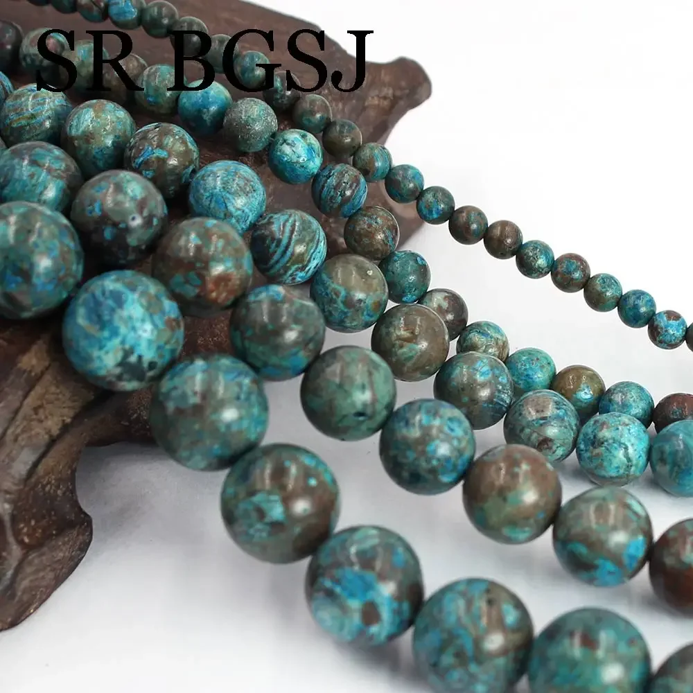 4-12mm Round Chrysocolla Loose Gems Stone Jewelry Findings DIY Beads Strand 15\