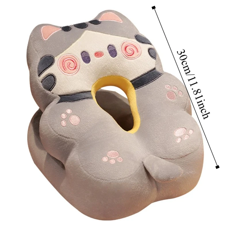 Double-sided Hand Warmer Pillow Plush&Ice Silk Super Soft Cat Office Nap Pillow Cartoon Hand Hold Cat Pillow Stuffed Toy