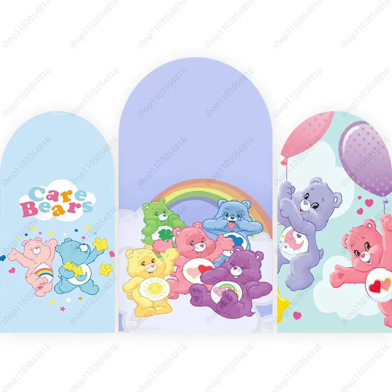 MINISO Care Bears Arch Photography Backdrop Cute Cover Kids Birthday Party Decor Wall Polyester Photo Background Decor Props